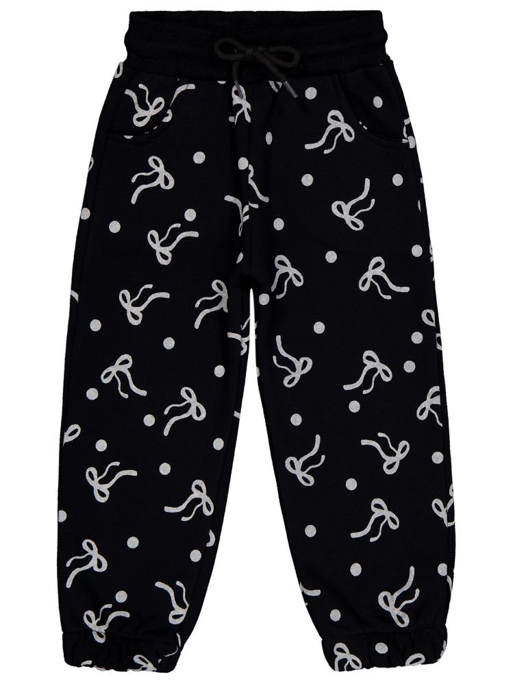 Civil Girls Fiyonk Desenli 2-5 Yaş Eşofman Altı - Siyah