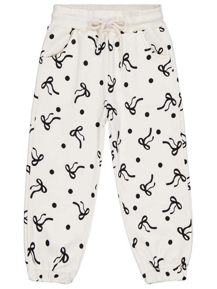 Civil Girls Fiyonk Desenli 2-5 Yaş Eşofman Altı - Ekru