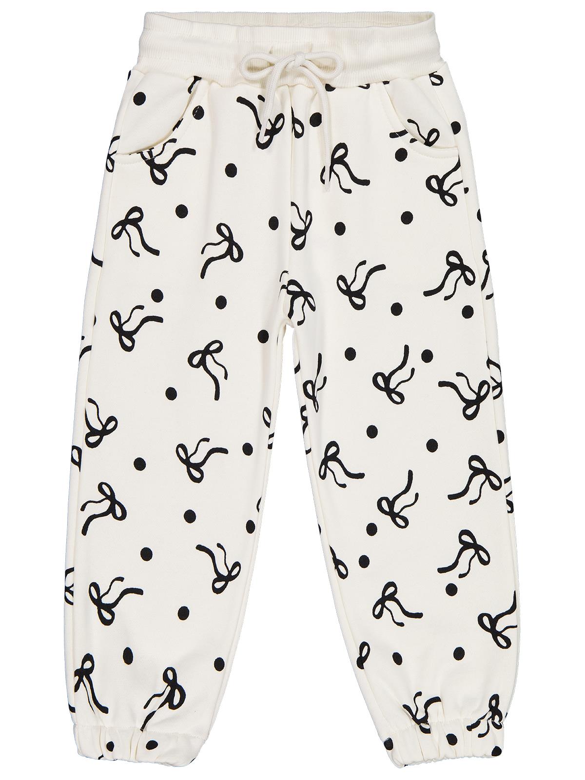 Civil Girls Fiyonk Desenli 2-5 Yaş Eşofman Altı - Ekru