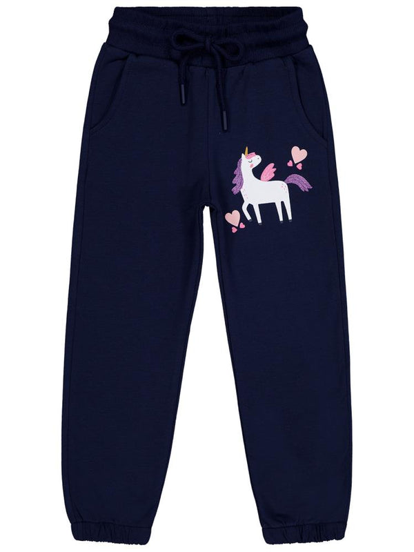 Civil Girls Unicorn Baskılı 2-5 Yaş Eşofman Altı - Lacivert