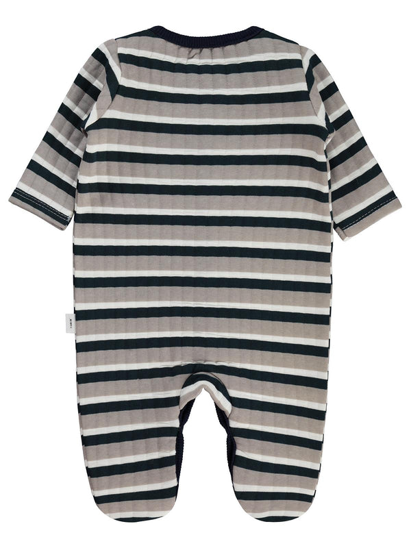 Civil Baby Kare Çizgi Empirme Patikli 1-9 Ay Tulum - Bej