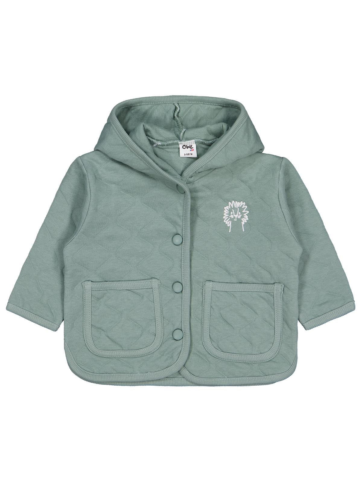 Civil Baby Kare Ceplı Nakışlı 6-18 Ay Hırka - Yeşil