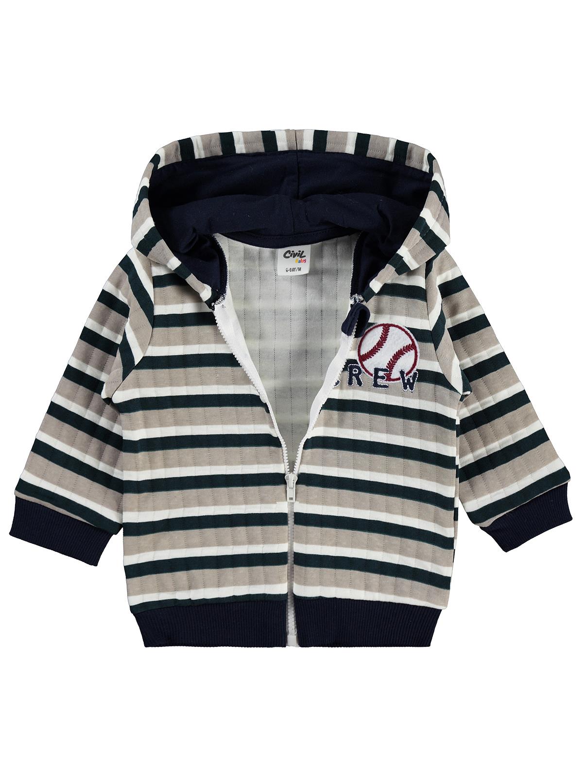 Civil Baby Crew Nakışlı 6-18 Ay Hırka - Bej