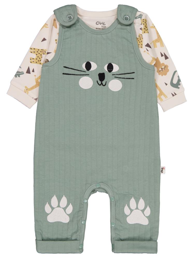 Civil Baby Badili Ayıcık ve Pati Nakışlı 6-18 Ay Slopet - Yeşil