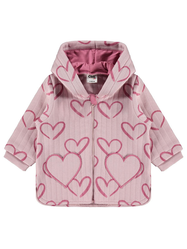 Civil Baby Kalp Empirme 6-18 Ay Hırka - Pembe