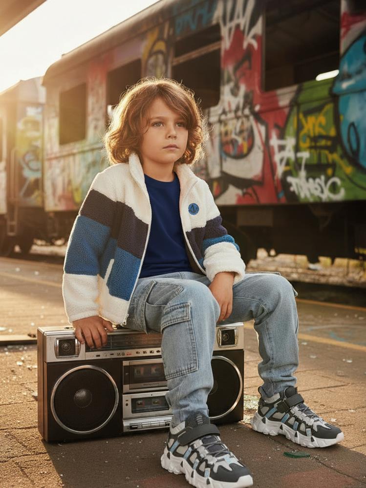 Civil Boys Oval Parçalı Welsof 6-9 Yaş Hırka - Ekru