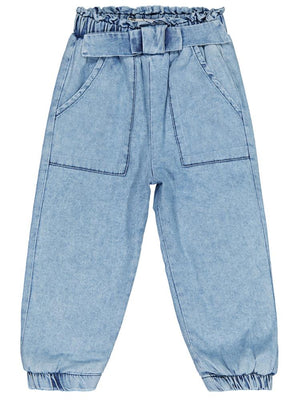 Civil Girls Mobil Çiçek Aksesuarlı 2-5 Yaş Pantolon - Mavi