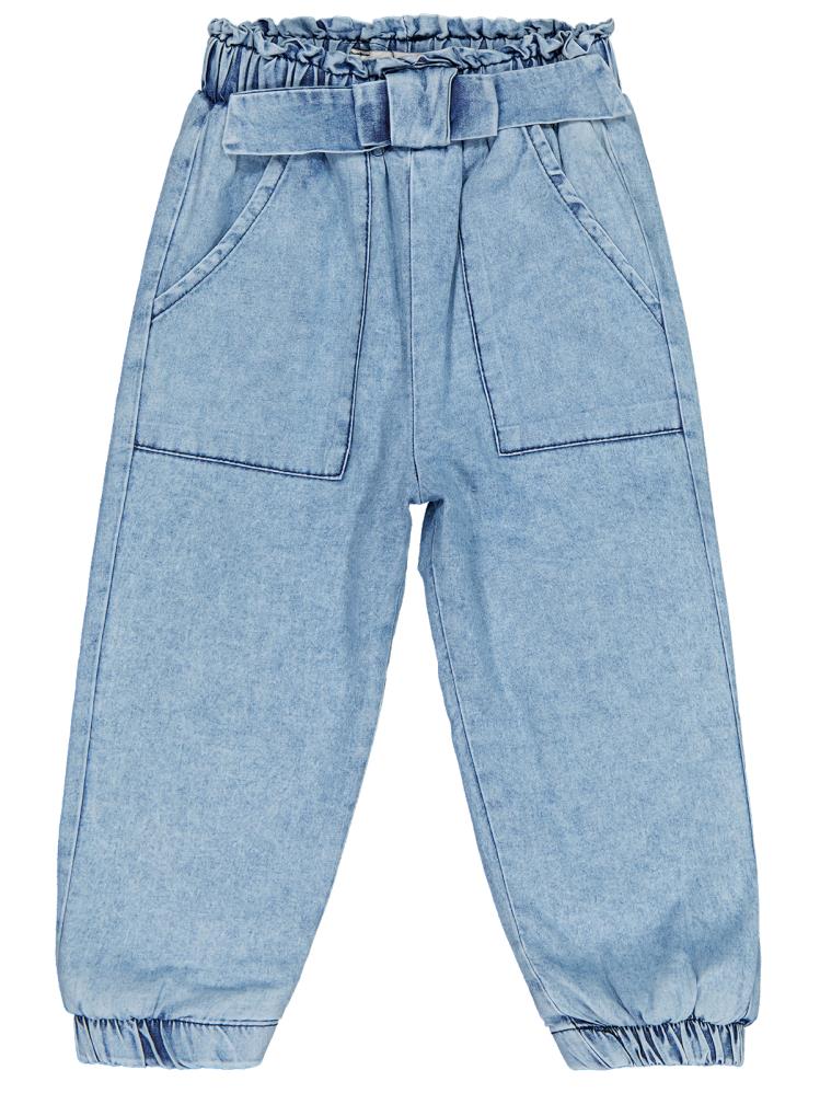 Civil Girls Mobil Çiçek Aksesuarlı 2-5 Yaş Pantolon - Mavi