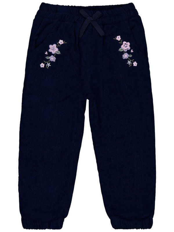 Civil Girls Büyük Çiçek Nakışlı 2-5 Yaş Pantolon - Lacivert