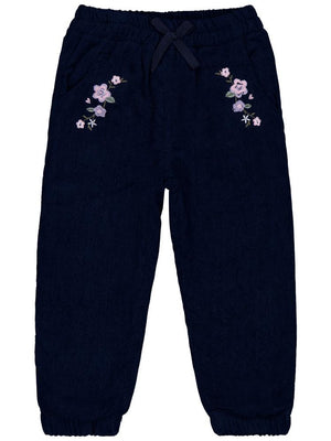 Civil Girls Büyük Çiçek Nakışlı 2-5 Yaş Pantolon - Lacivert