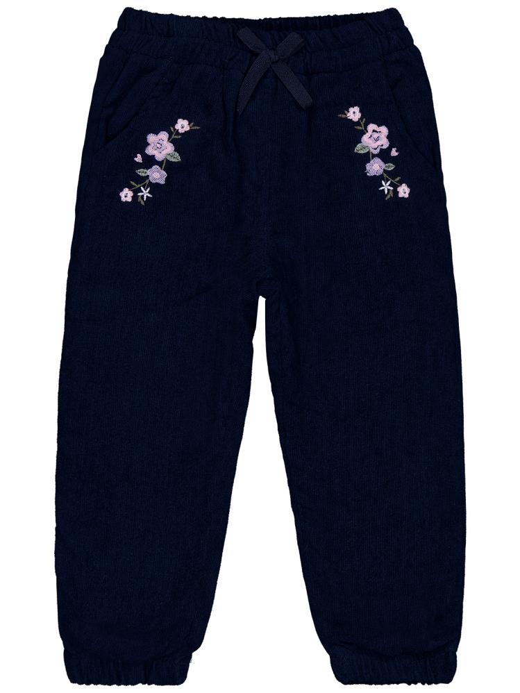 Civil Girls Büyük Çiçek Nakışlı 2-5 Yaş Pantolon - Lacivert