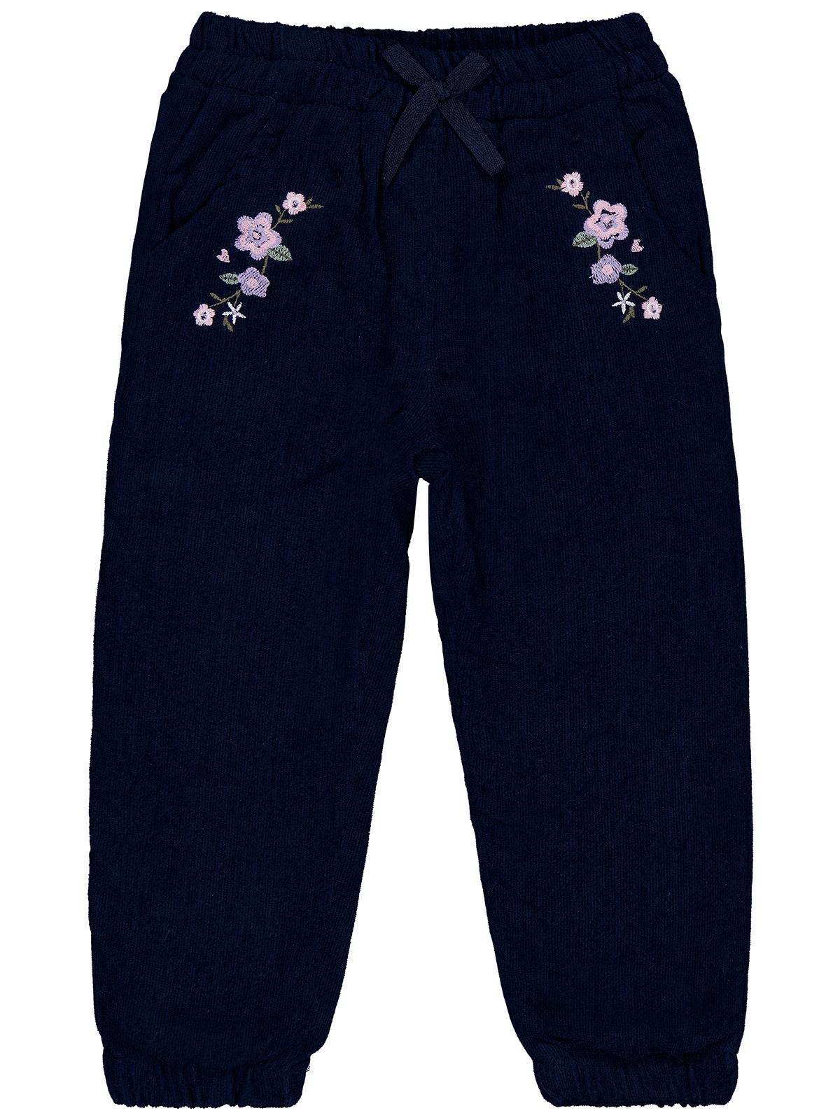 Civil Girls Büyük Çiçek Nakışlı 2-5 Yaş Pantolon - Lacivert