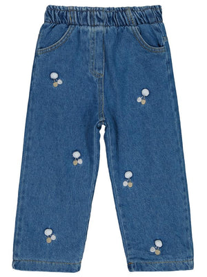 Civil Girls Kiraz Nakışlı 2-5 Yaş Pantolon - Mavi