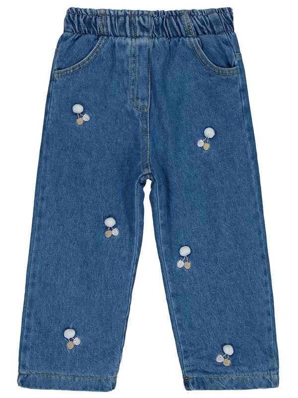 Civil Girls Kiraz Nakışlı 2-5 Yaş Pantolon - Mavi