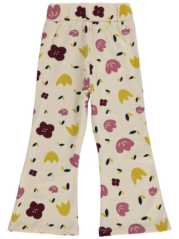 Civil Girls Simli Çiçek Baskılı 2-5 Yaş Tayt - Fil Dişi