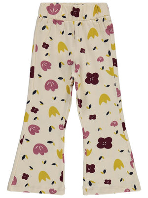 Civil Girls Simli Çiçek Baskılı 2-5 Yaş Tayt - Fil Dişi