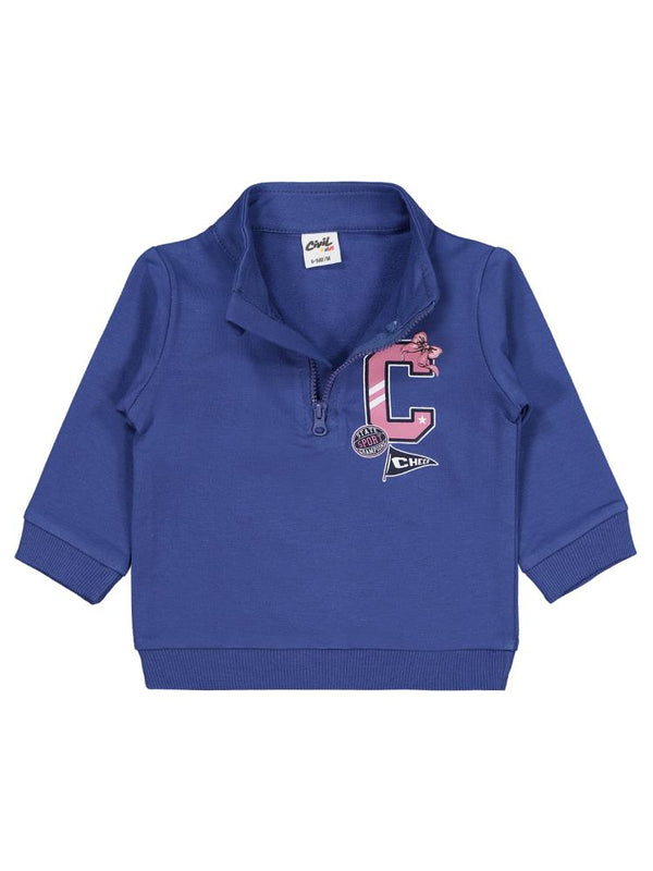Civil Baby Fermuarlı C Baskılı 6-18 Ay Sweatshirt - Mavi