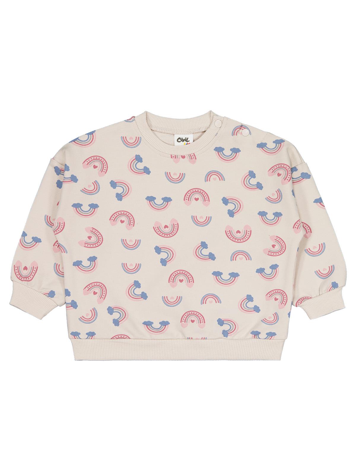 Civil Baby Gökkuşağı Empirme 6-18 Ay Sweatshirt - Bej