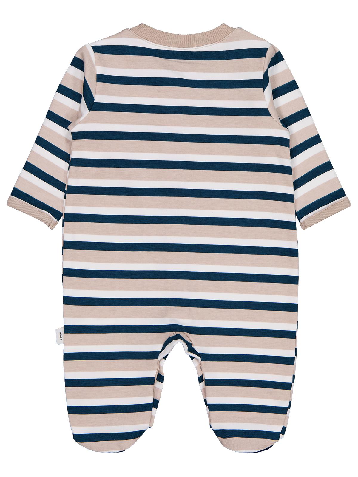 Civil Baby Çizgili 26 Baskılı Şapkalı 1-9 Ay Tulum - Bej