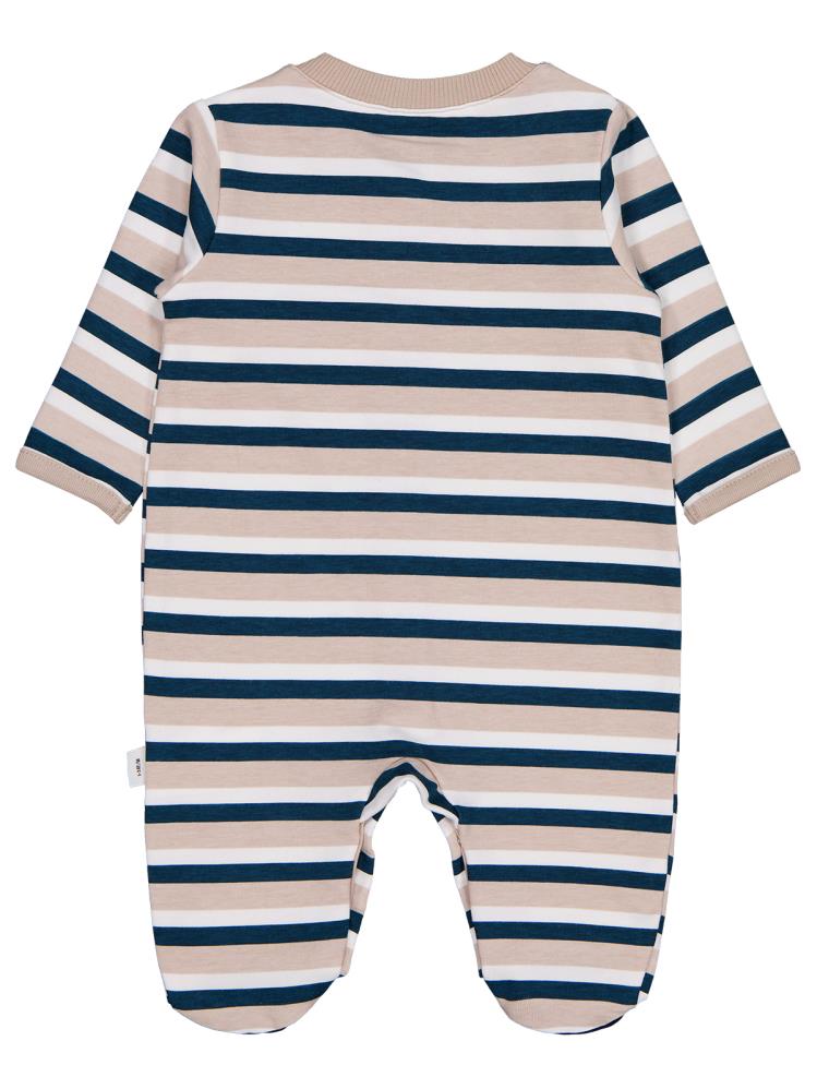 Civil Baby Çizgili 26 Baskılı Şapkalı 1-9 Ay Tulum - Bej