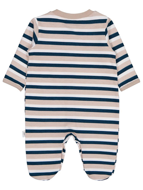 Civil Baby Çizgili 26 Baskılı Şapkalı 1-9 Ay Tulum - Bej