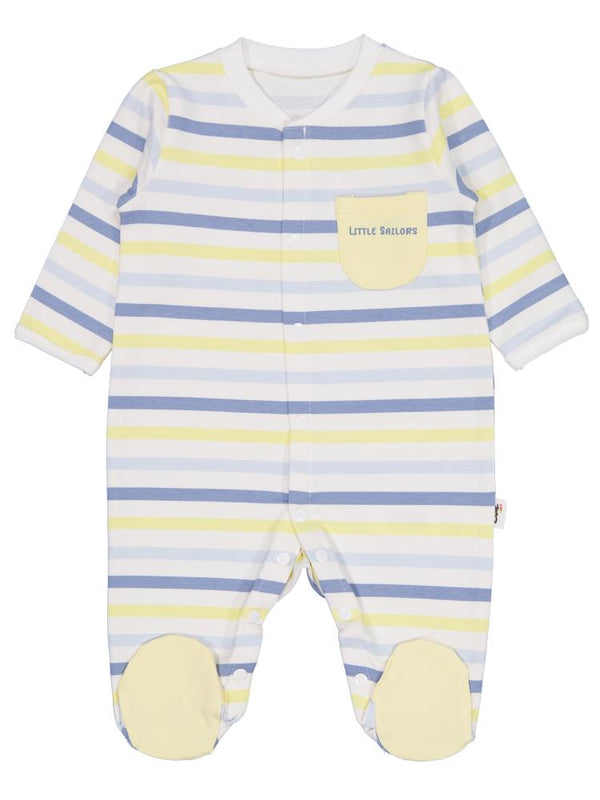 Civil Baby Little Sailors Cep Baskılı Patikli 1-9 Ay Tulum - Beyaz