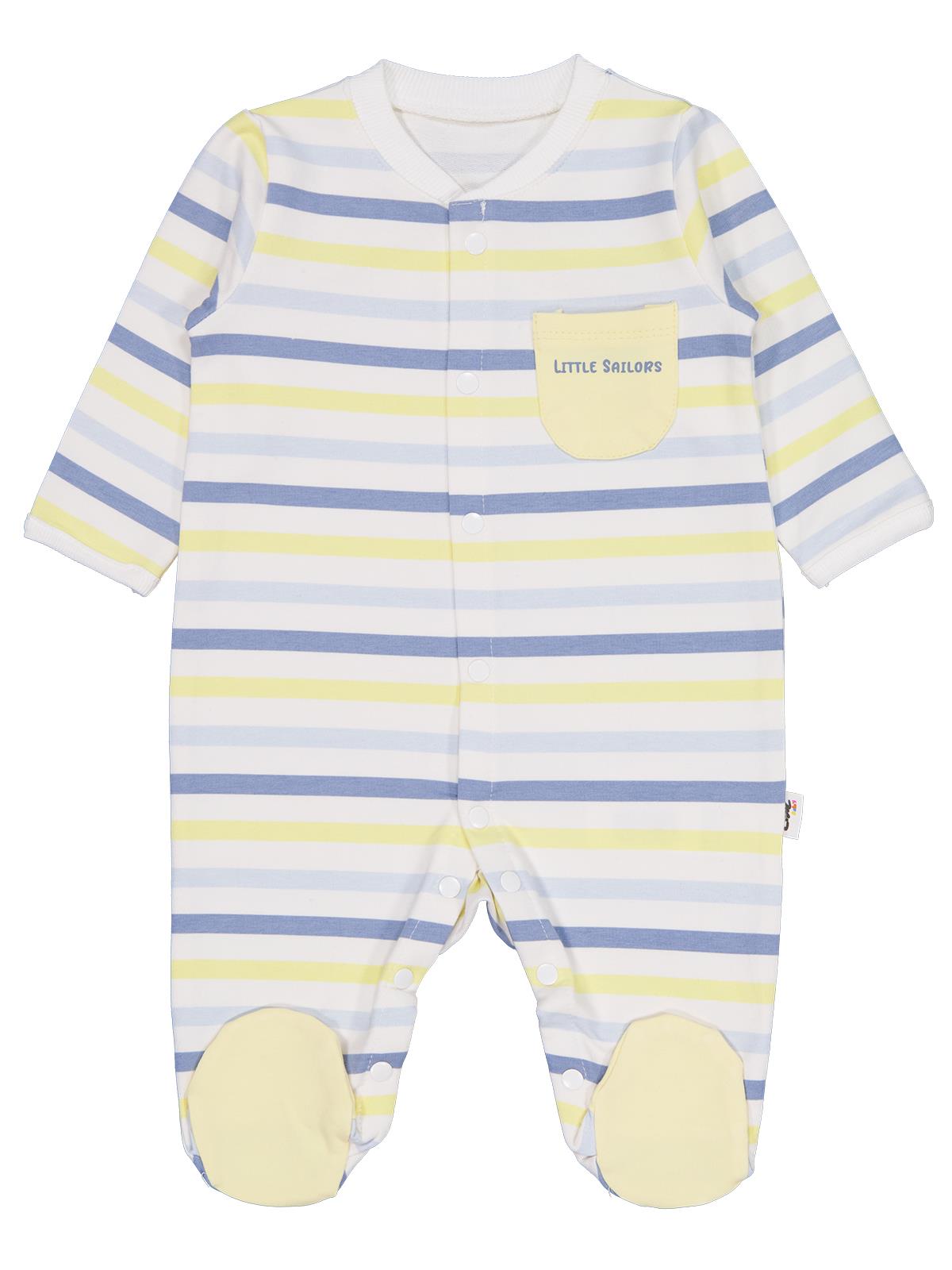 Civil Baby Little Sailors Cep Baskılı Patikli 1-9 Ay Tulum - Beyaz