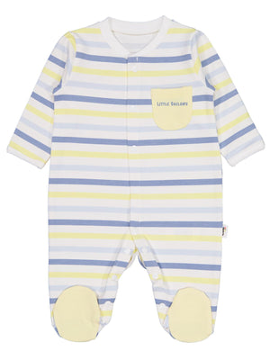 Civil Baby Little Sailors Cep Baskılı Patikli 1-9 Ay Tulum - Beyaz