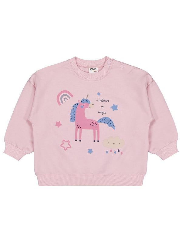 Civil Baby Unicorn Baskılı 6-18 Ay Sweatshirt - Pembe