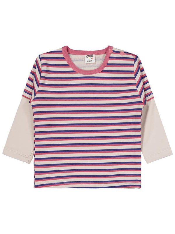 Civil Baby Çizgi Empirme Baskılı 6-18 Ay Takım - Bej