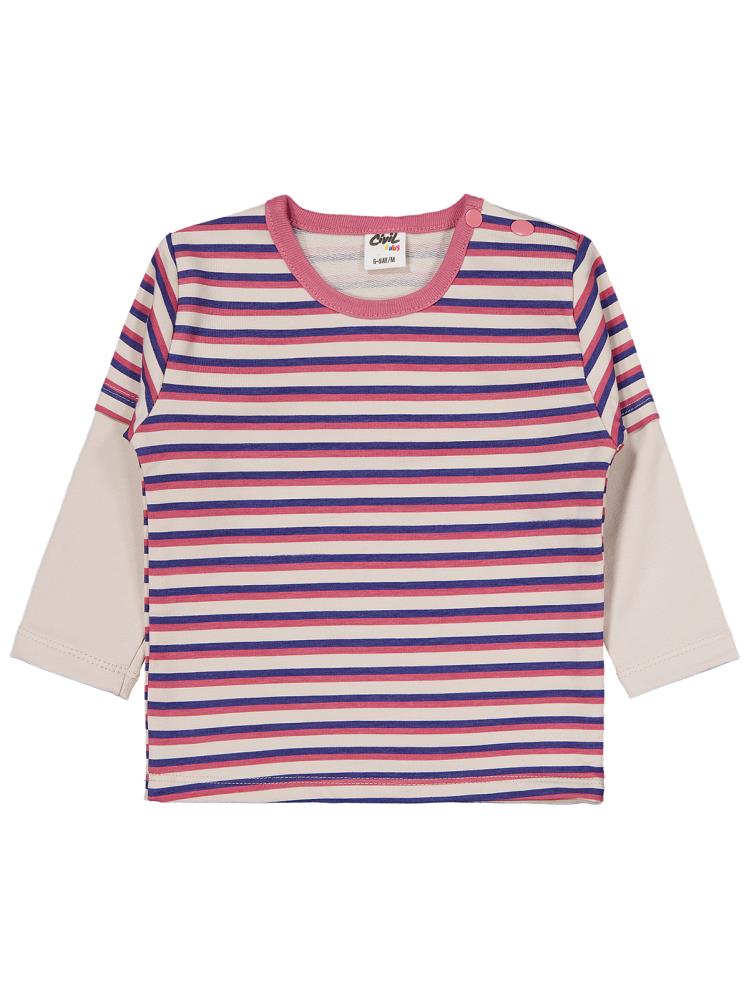 Civil Baby Çizgi Empirme Baskılı 6-18 Ay Takım - Bej