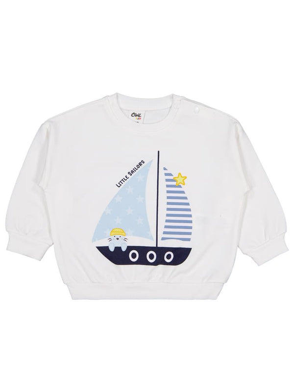 Civil Baby Yelken Baskılı 6-18 Ay Sweatshirt - Beyaz