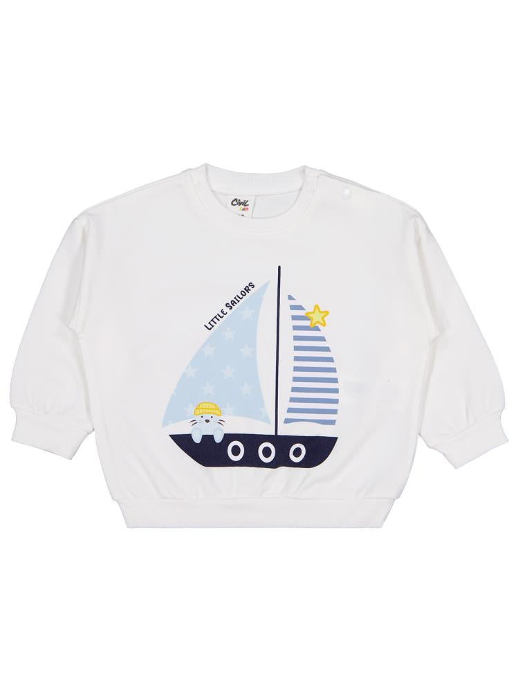 Civil Baby Yelken Baskılı 6-18 Ay Sweatshirt - Beyaz