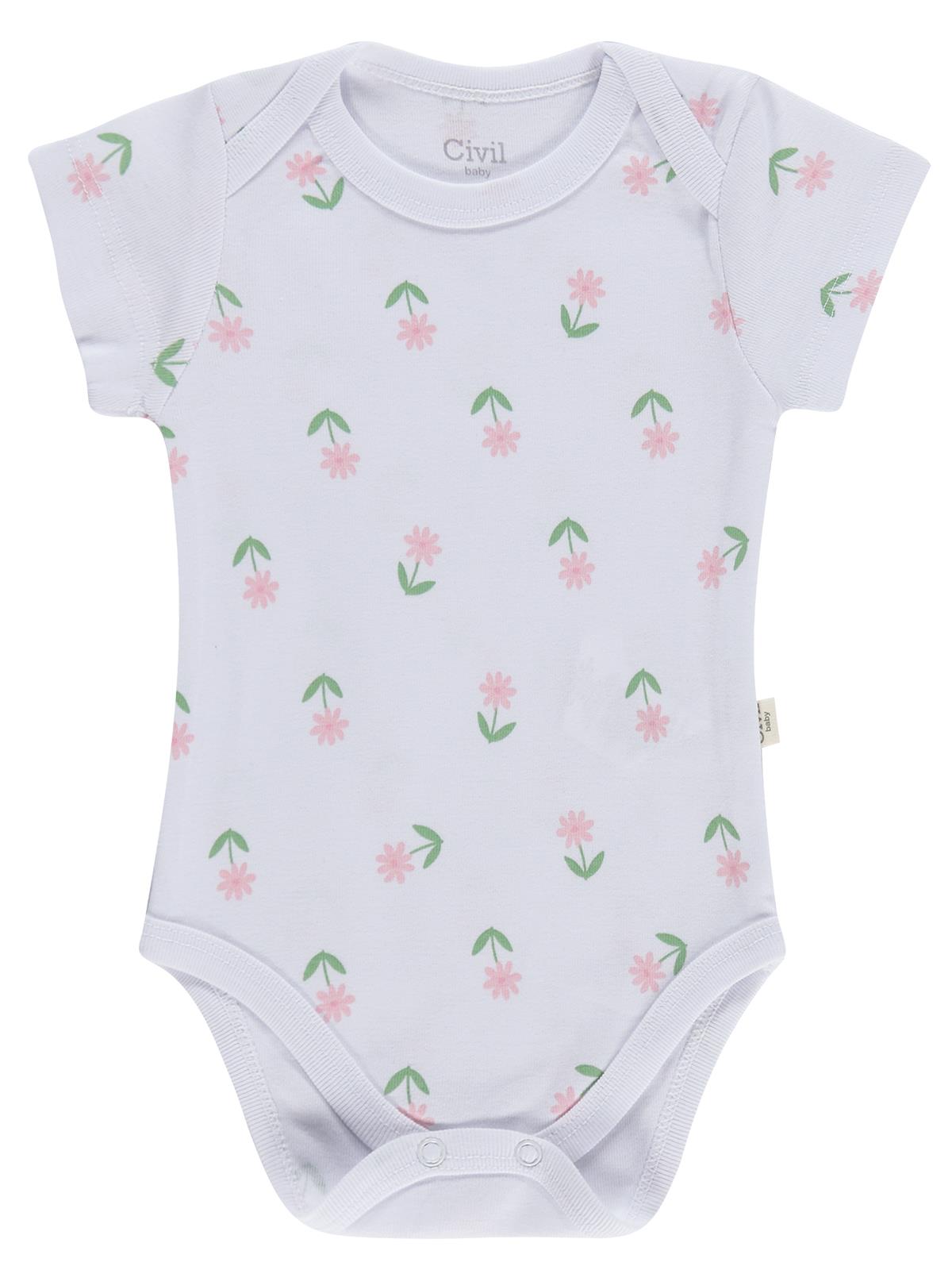 Civil Baby Çiçek Empirmeli 5 Li 0-36 Ay Çıtçıtlı Badi - Pembe