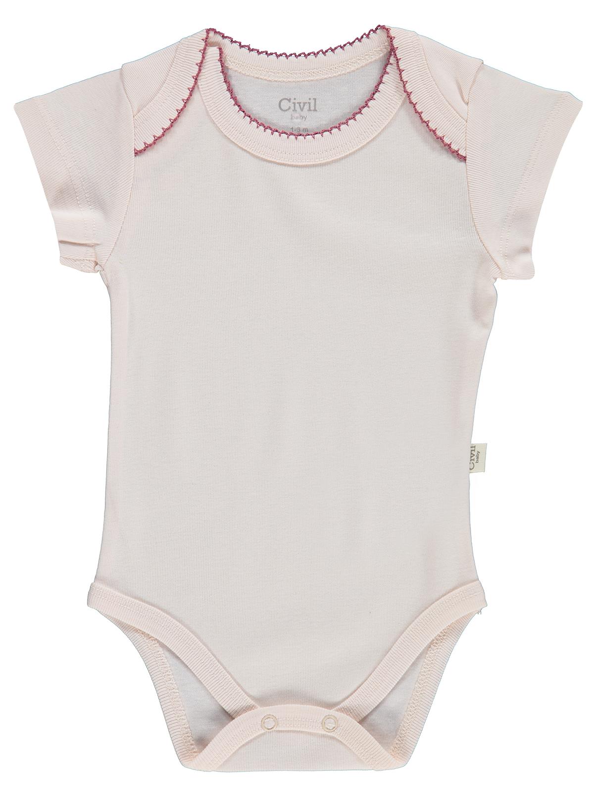 Civil Baby Çiçek Empirmeli 5 Li 0-36 Ay Çıtçıtlı Badi - Pembe