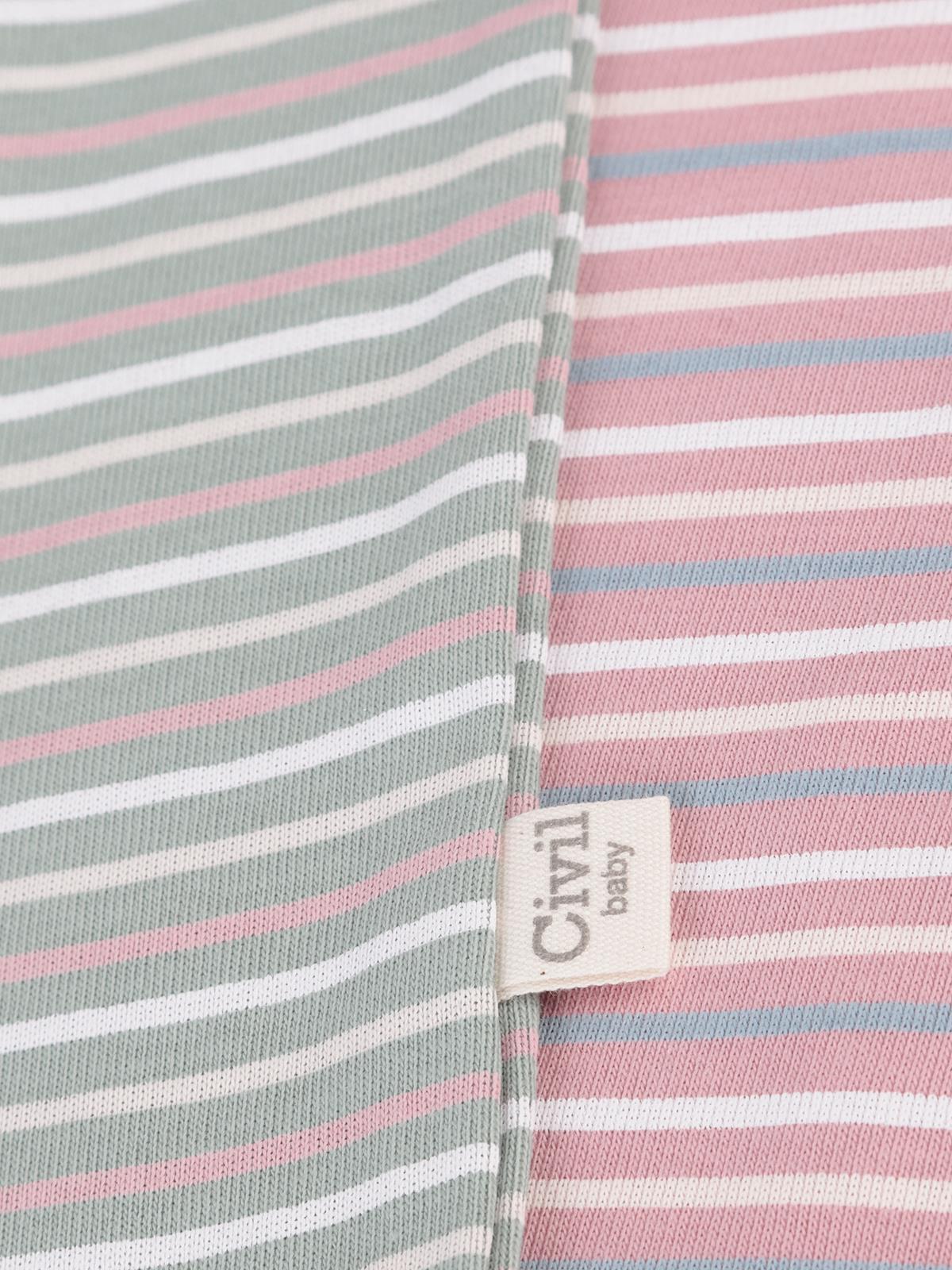 Civil Baby Çizgili İp Askılı 3 Lü 0-36 Ay Çıtçıtlı Badi - Pembe