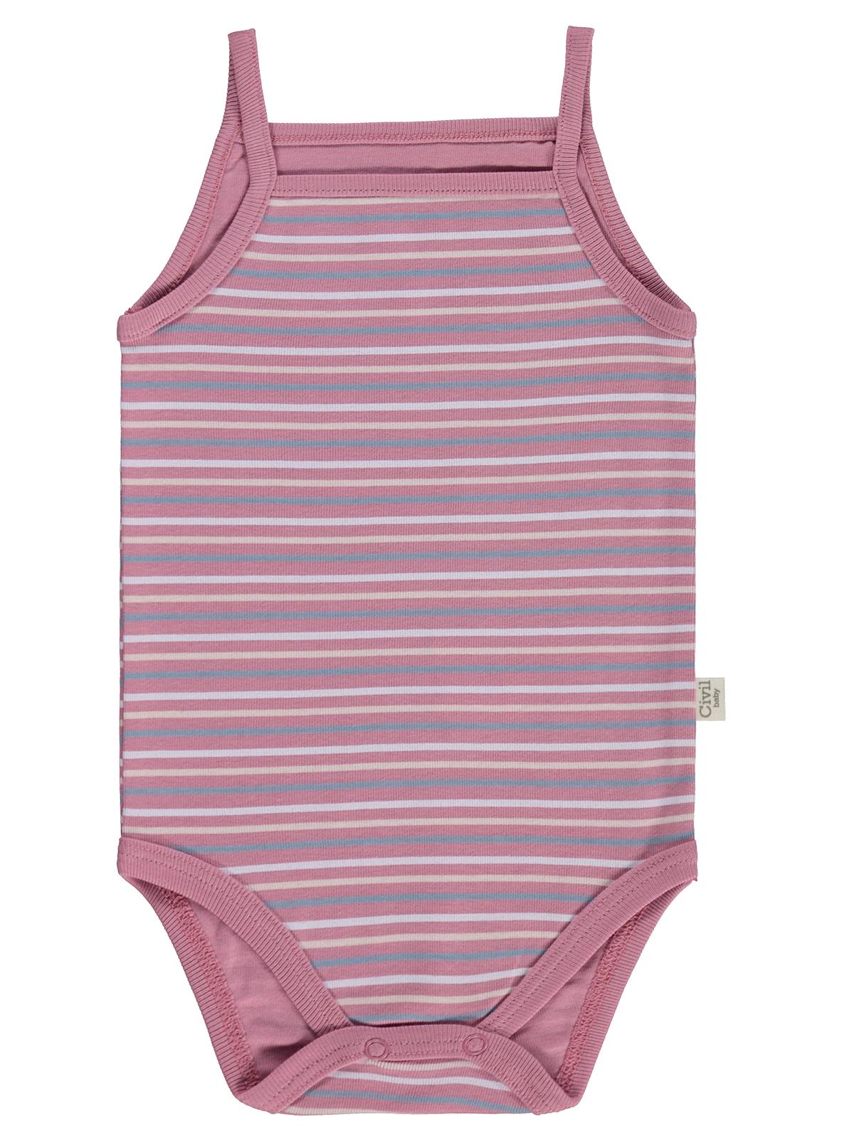 Civil Baby Çizgili İp Askılı 3 Lü 0-36 Ay Çıtçıtlı Badi - Pembe