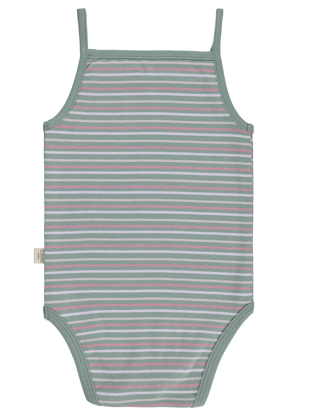 Civil Baby Çizgili İp Askılı 3 Lü 0-36 Ay Çıtçıtlı Badi - Pembe