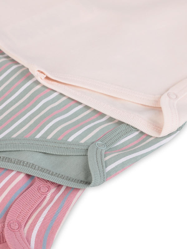 Civil Baby Çizgili İp Askılı 3 Lü 0-36 Ay Çıtçıtlı Badi - Pembe