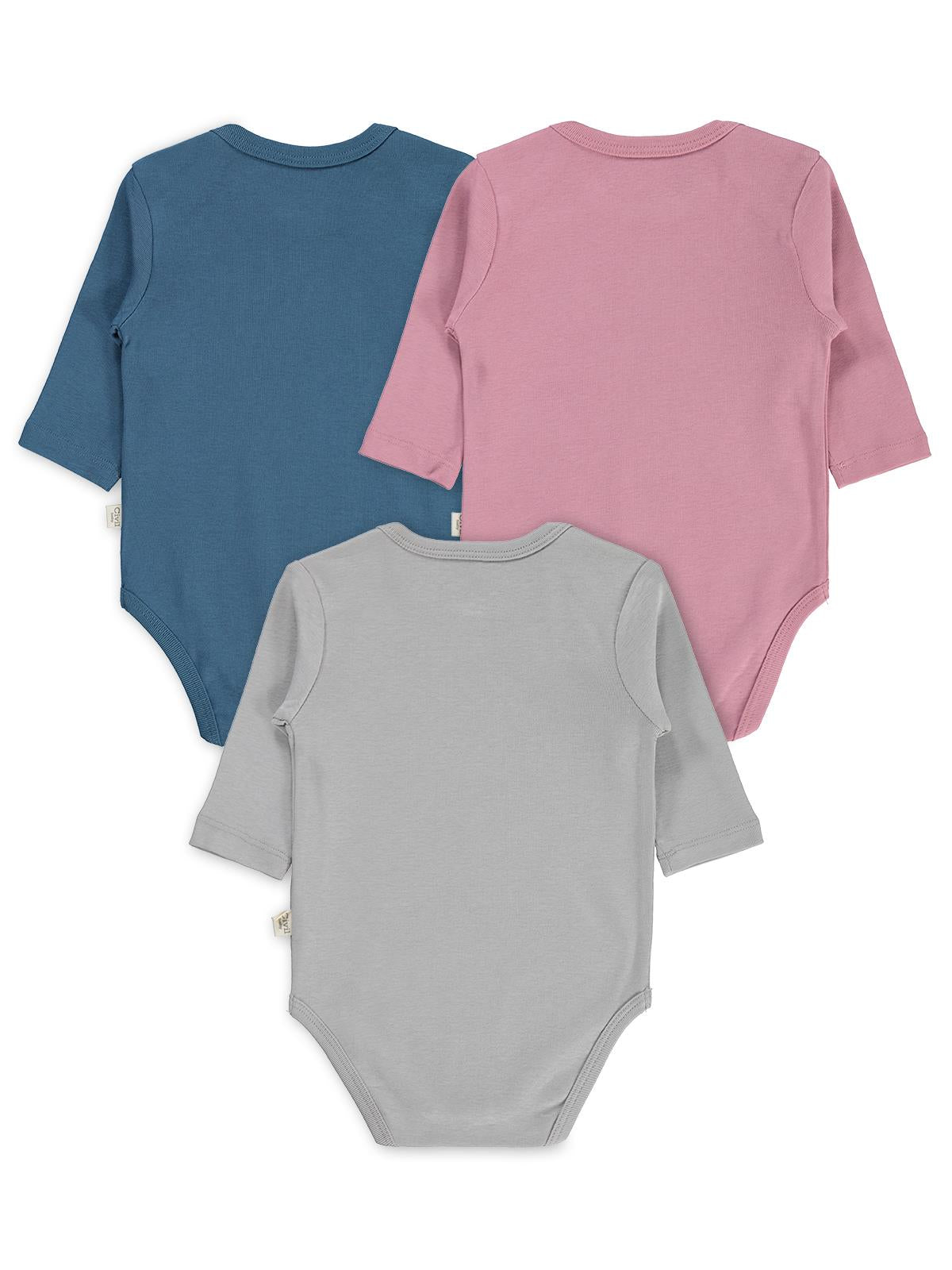 Civil Baby Basıc 3 Lü 0-36 Ay Çıtçıtlı Badi - Gri