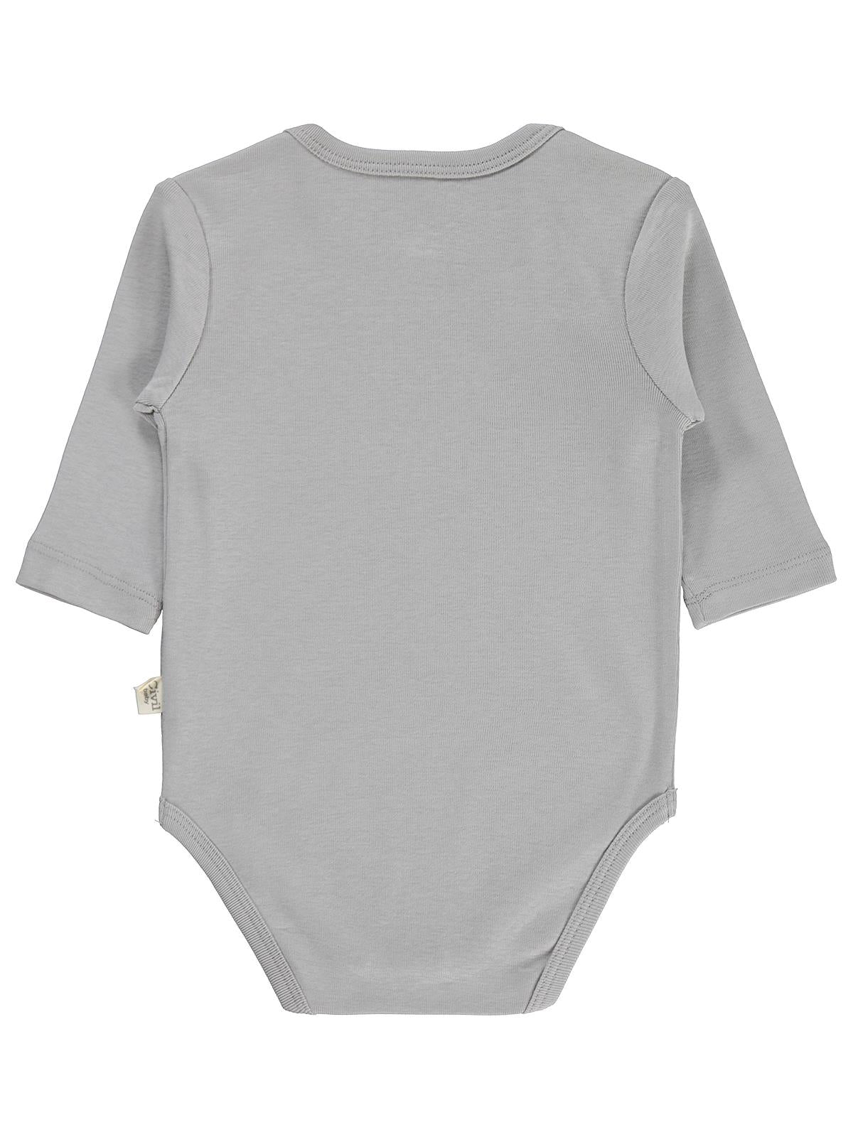 Civil Baby 3 lü Basıc Uzun Kol 0-36 Ay Çıtçıtlı Badi - Gri