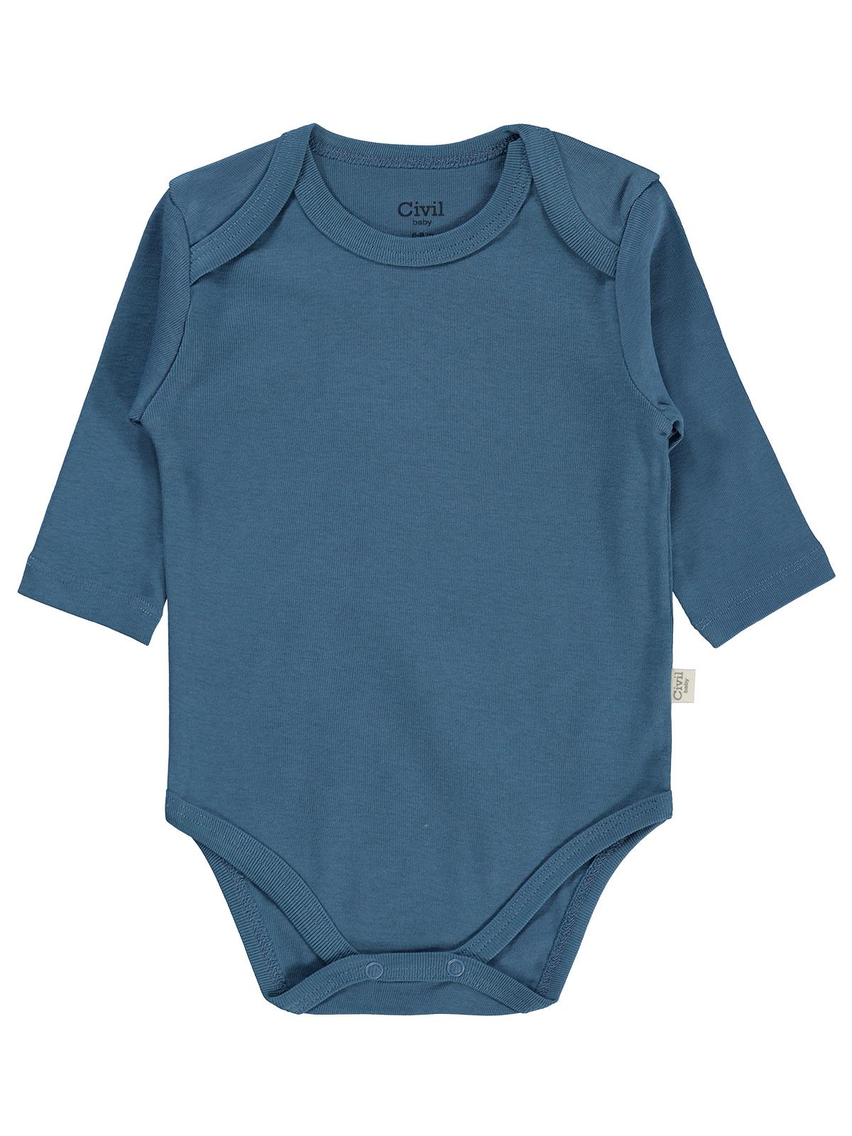Civil Baby 3 lü Basıc Uzun Kol 0-36 Ay Çıtçıtlı Badi - Gri