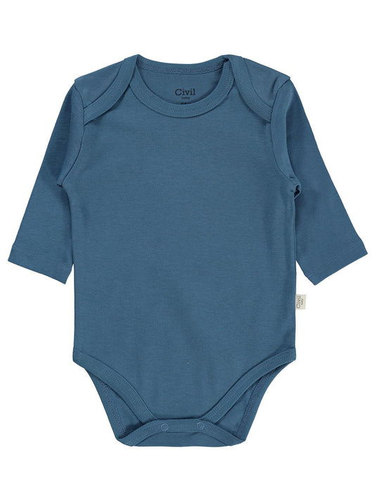 Civil Baby 3 lü Basıc Uzun Kol 0-36 Ay Çıtçıtlı Badi - Gri