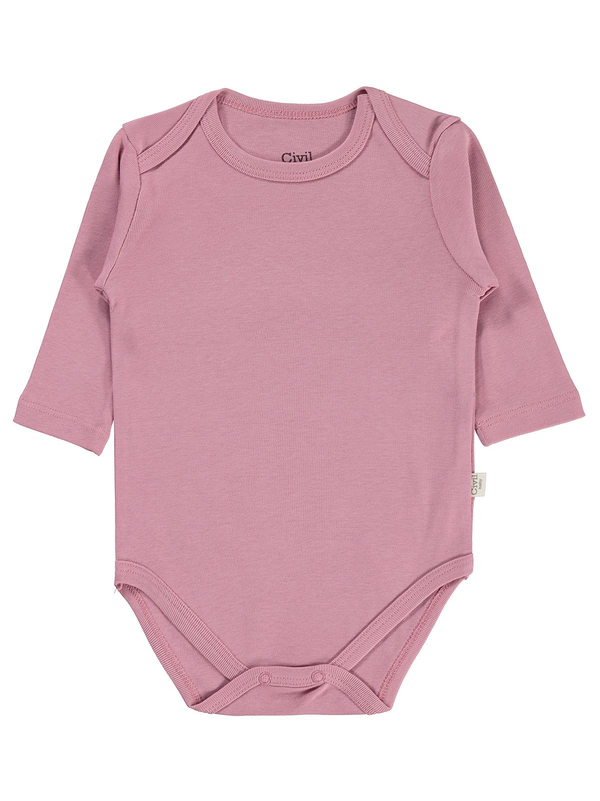 Civil Baby 3 lü Basıc Uzun Kol 0-36 Ay Çıtçıtlı Badi - Gri