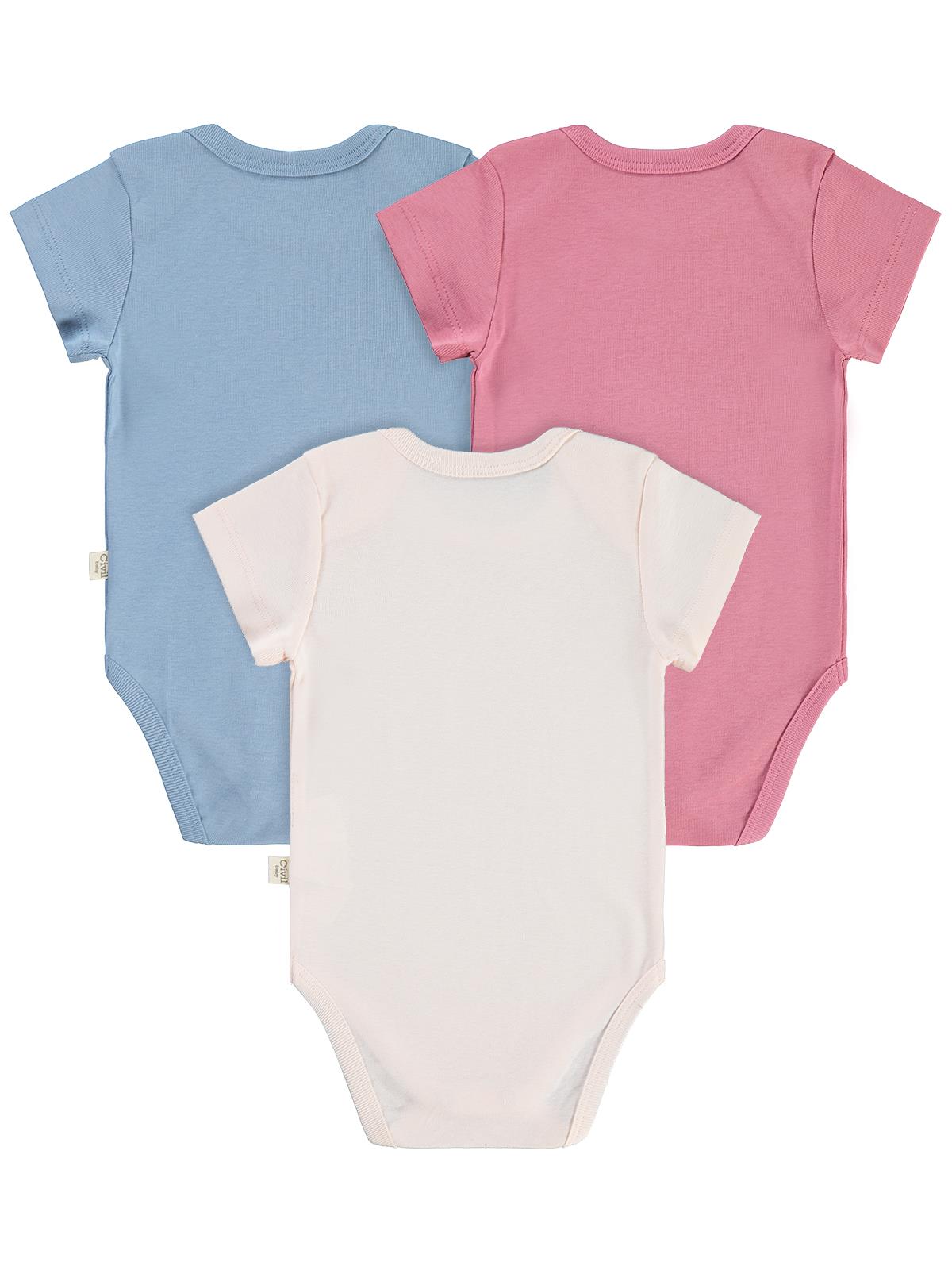 Civil Baby Basıc 3 Lü 0-36 Ay Çıtçıtlı Badi - Pudra