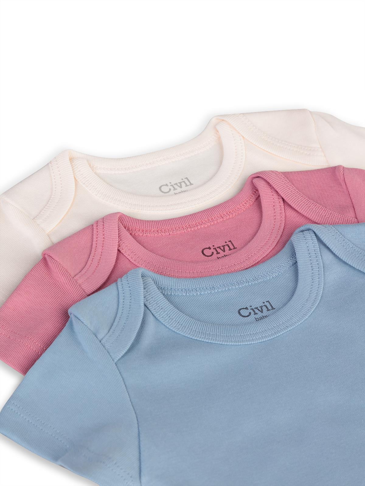 Civil Baby Basıc 3 Lü 0-36 Ay Çıtçıtlı Badi - Pudra