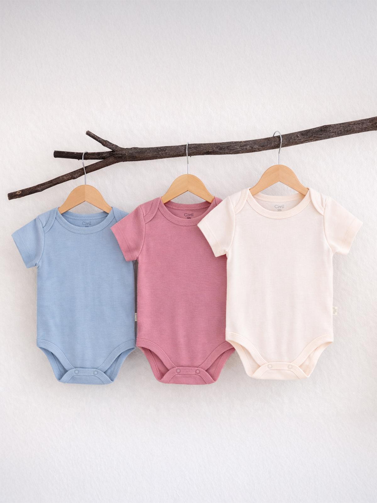 Civil Baby Basıc 3 Lü 0-36 Ay Çıtçıtlı Badi - Pudra