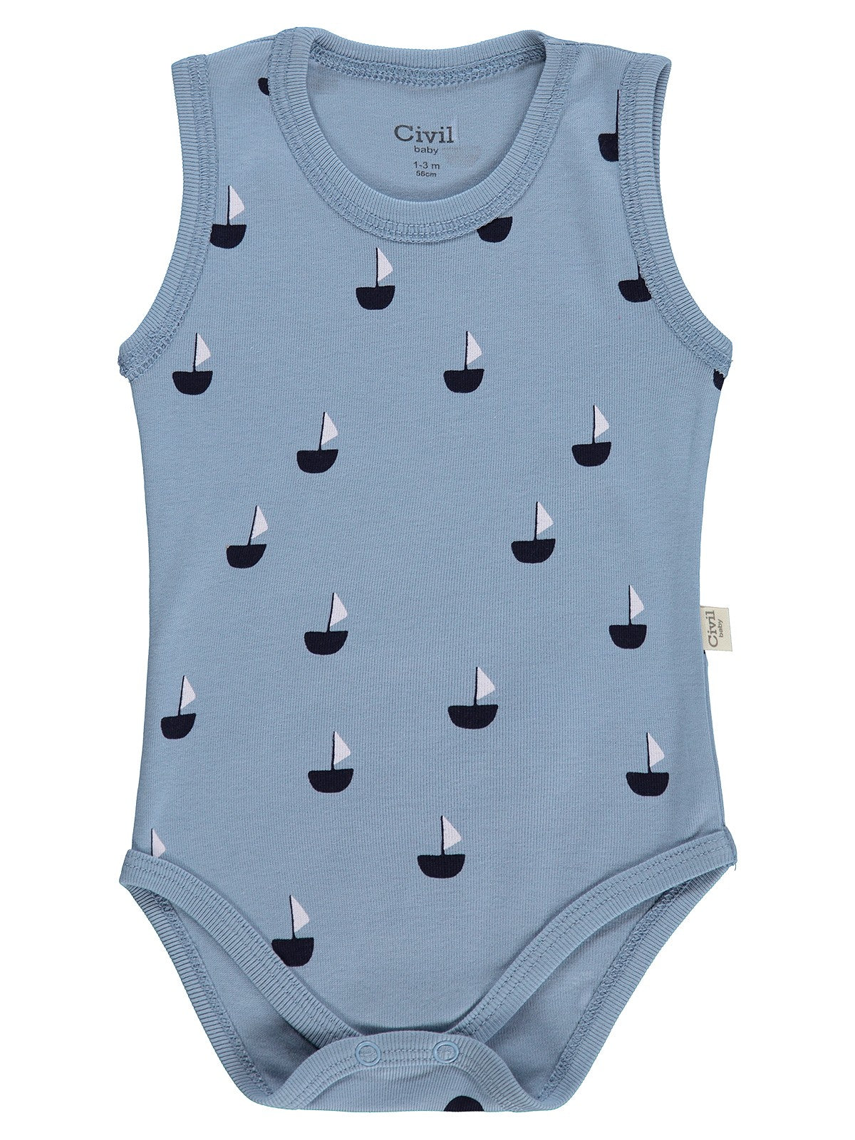 Civil Baby Yelken Empirmeli 5 Li 0-36 Ay Çıtçıtlı Badi - Mavi