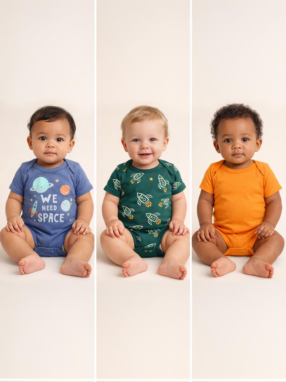 Civil Baby Roket Empirmeli 3 Lü 0-36 Ay Çıtçıtlı Badi - Yeşil