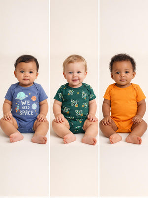Civil Baby Roket Empirmeli 3 Lü 0-36 Ay Çıtçıtlı Badi - Yeşil